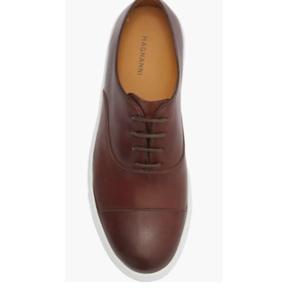 Magnanni Mens Brown Leather Low Top Lace Up Albert Cap Toe Sneaker Sz 10.5 M New - Picture 13 of 14